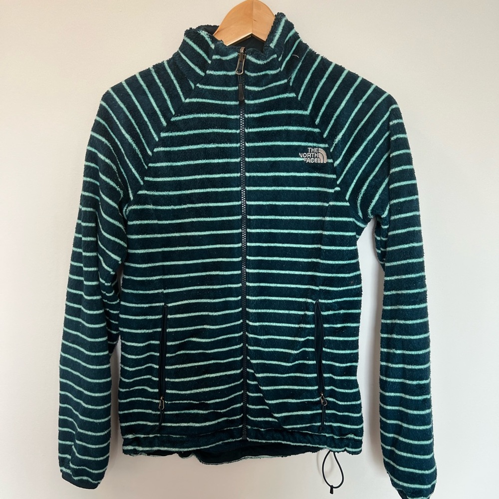 North Face full zip up fleece striped size small